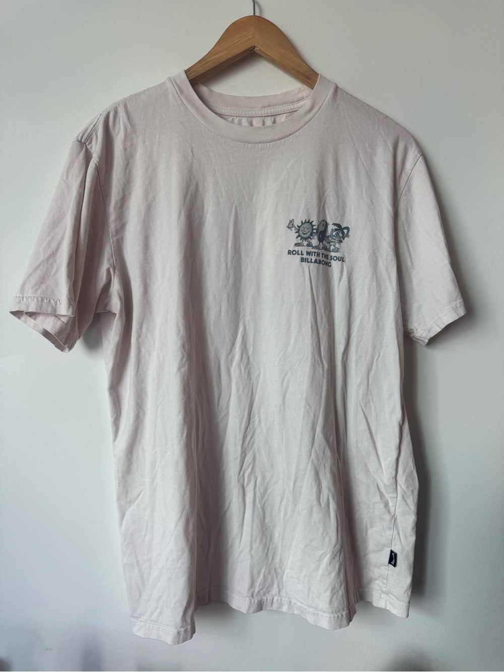 Billabong Wave Washed Roll With The Soul Graphic T-Shirt Off White Large L